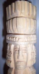 Signed PRIMITIVE FOLK ART of AZTEC Totem Pole Figurine  