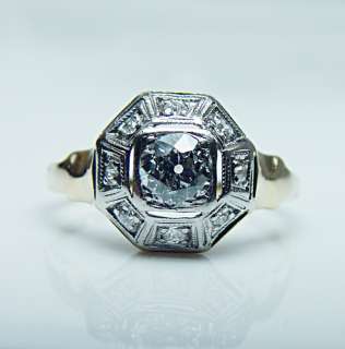 Antique Old European Diamond Engagement Ring 14K Gold Estate Jewelry 