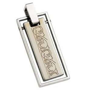   Pendant with Etched Design (Stainless Steel Chain Included) Jewelry
