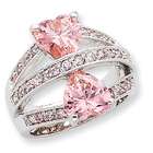 goldia Sterling Silver Pink CZ Heart Ring Size 7