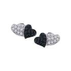   Sterling Silver 1/5 ct. Black and White Diamond Heart Earrings