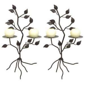   Pair Metal Tree Wall Sconce Votive Candle Holder: Home Improvement