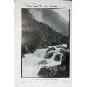  1907 Waterfalls Odde Norway River Drawing Man Woman