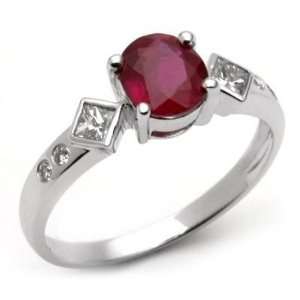  18k White Gold Ruby and Diamond Ring Size 6: Jewelry