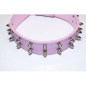   Pink Leather, Studded Dog Collar: Neck Size 15 19 inches around neck