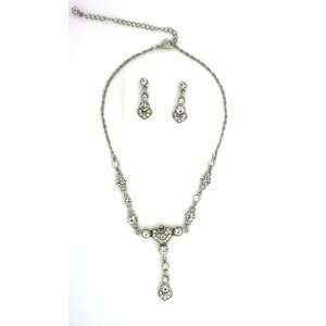  Vintage Clear Austrian Crystals Dangle Choker Necklace 