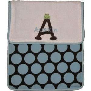    Personalized Dots Corded Burp Cloth with Frog 