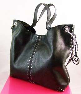 NWT MICHAEL Michael Kors Astor Large Black Leather Chain Shoulder Tote 