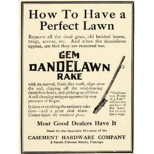  1920 Ad Casement Hardware Co Chicago Gem Dandelawn Rake 