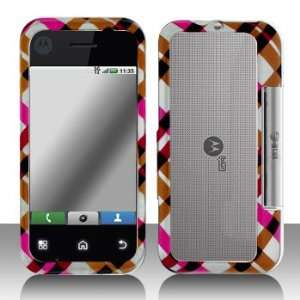  Premium   Motorola MB300/Backflip Hot Pink Plaid Cover 