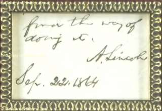 ABRAHAM LINCOLN   AUTOGRAPH FRAGMENT SIGNED 09/22/1864  