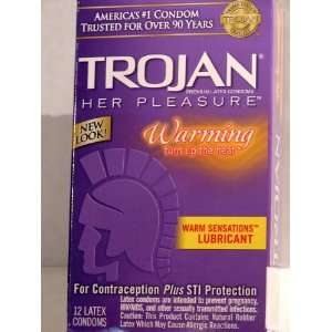 Trojan Her Pleasure Lubricated Latex Condoms, Warm Sensations 12 ea