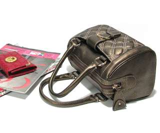 Womens Leather Quilting Mini Tote Bag Handbag DD945  