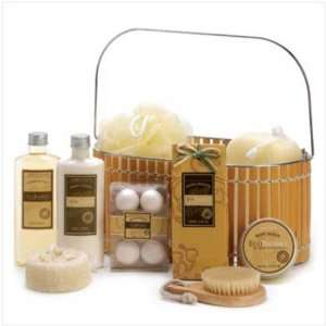  Spicy Warm Vanilla Spa Bath Body Bamboo Gift Basket: Home 