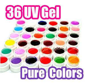 36 Pots Cover Pure Colors UV Gel for UV Nail Art Tips Extension  