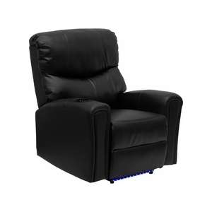 Flash Fully Powered,Automatic Massaging Black Leather Recliner  