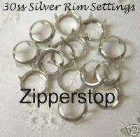 36 Silver Rim Settings ~ 30ss ~ Crystal Rhinestones  