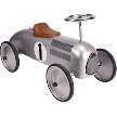 CHILDRENS METAL SILVER RIDE ON RACER TOY PHOTO PROP  