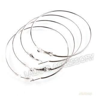 20pcs New Wholesale Silver Plated Hoop Earrings Earwires Findings 70mm 