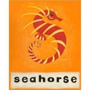    S is for Seahorse Orange Canvas Reproduction 