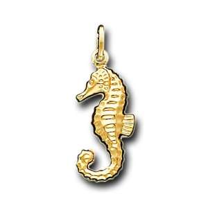    14K Solid Yellow Gold Seahorse Charm Pendant: IceNGold: Jewelry
