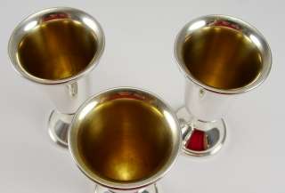 Weighs 2.510 ozt Set of 3 Made of Sterling Silver Gold Wash Interior 