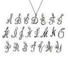 EvesAddiction Sterling Silver Script Initial Pendants   1 inches
