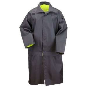 11 #48106 Long Reversible High Vis Rain Coat (Black, Small):  
