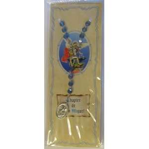 Spanish St. Michael Blue Devotional Carded Rosary Chaplet (RA 12 113 