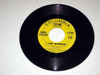45 rpm BARBRA STREISAND I Am Woman/People COLUMBIA Yellow Label  