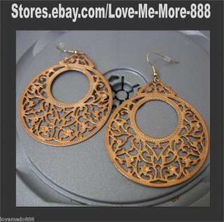 Ladies Big 5cm Bronze color Metal Plate earrings LM1630  