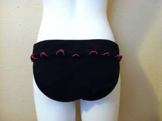 Profile Brand Black Bikini Bottoms Pink Flutter Skirt Detail Womens 