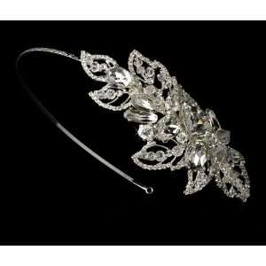  Silver Modern Rhinestone Couture Side Accented Headband 