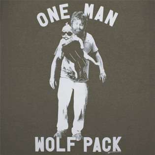   , The The Hangover One Man Wolf Pack Olive Green Graphic Tee Shirt