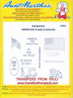 Patriotic American Flag & Eagles Retired Aunt Marthas Hot Iron on 
