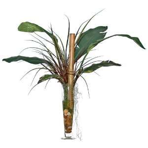  Faux Banana Grass Fluted Vase