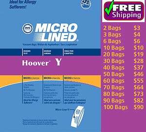 Hoover Y Vacuum Bags Same as Hoover Z Micro Filtration  