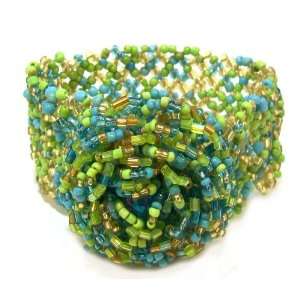 Just Give Me Jewels Mixed Turquoise Lime and Gold Rose Stretch Seed 