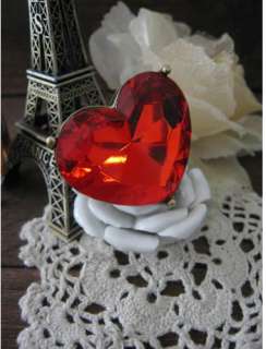  New Womens Red peach heart big restore ancient ways gem ring Size 6 9