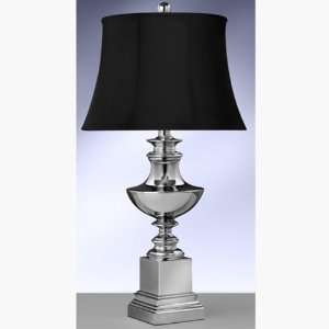 : Traditional 33 Polished Chrome Table Lamp with Charcoal Silk Drum 