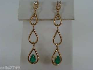 20ct Colombian Emeralds & Diamond Dangle Earrings 18K  