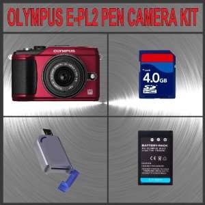  Olympus PEN E PL2 Digital Camera (Red) W/14 42mm II Lens 