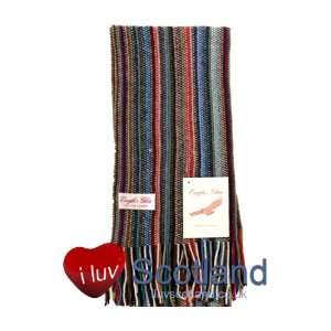  Knitted Cashmere Scarf Red And Green Multistripe