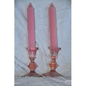  Vintage crystal Pink Candlesticks 1 pair Px 7 Everything 