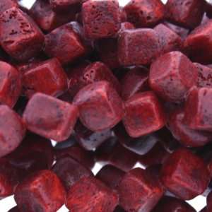Dyed Coral Beads  Cube Plain   4mm Diameter, Sold by 16 Inch Strand 