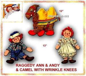 914 OLD Raggedy Ann Andy & Camel doll pattern vintage  