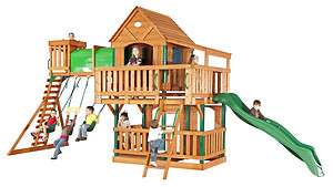   ! Woodridge Cedar Wood Playset, House, Tunnel, Swings, Slide, Ladder