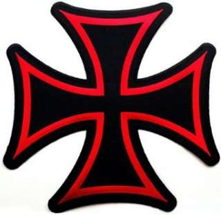  On Patch Embroidered Red Gothic Motorcycle Biker Vest Emblem: Clothing