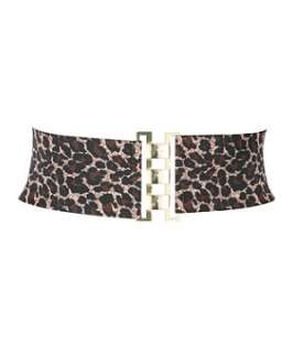 Brown Pattern (Brown) Leopard Print Wide Stretch Belt  241983429 