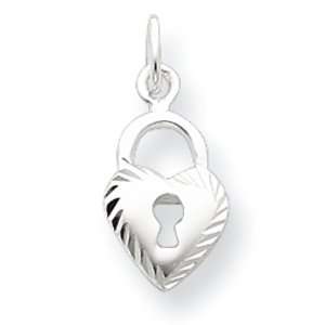  Sterling Silver Diamond Cut Heart Lock Charm: Vishal 